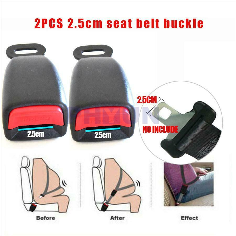 2x 25mm Black Car Safety Seat Belt Buckle Clip Lock Socket Extender Extension