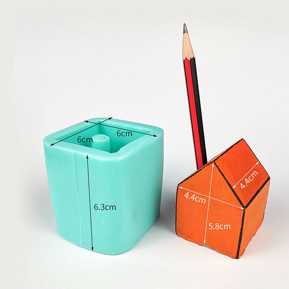 DIY Pen Insert Silicone Mold House Shape Pen Holder Epoxy Crafts Desktop Decor