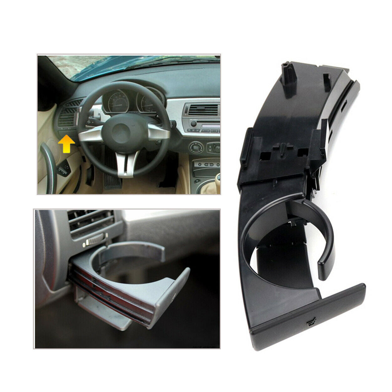 For 2003-2008 BMW E85 E86 Z4 Black Front Cup Holder(Left) Dashboard ABS Plastic