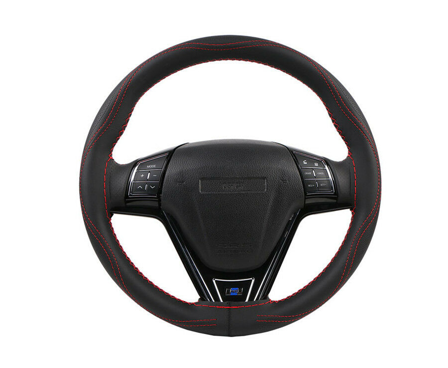 38cm Black  &Blue Suture Micro Fiber Leather Handmade Car Steering Wheel Covers