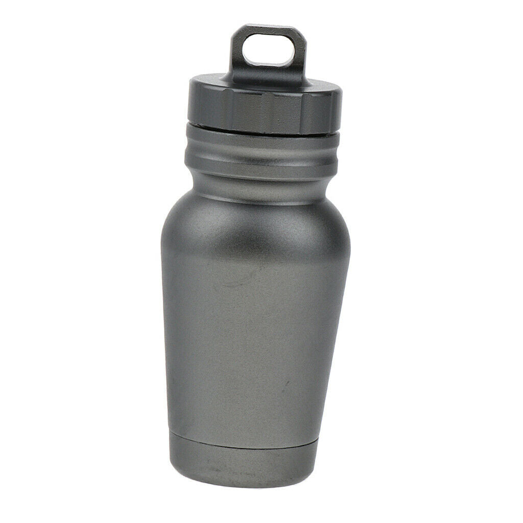 Outdoor Storage Container Case Pill Box Key Ring Carry Cash Capsule Gray