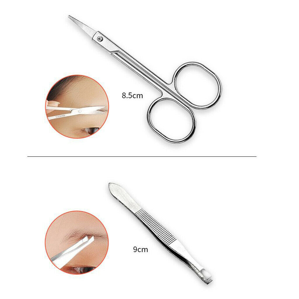10pcs/set Eyebrow Tools Tweezers Scissors Razor Eyelash Curler Set Kit