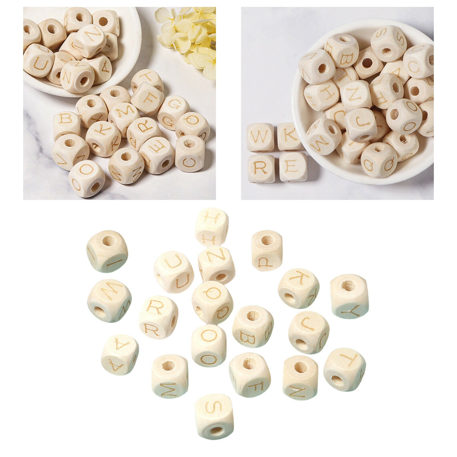 26 Pieces Wood Letter Beads 12mm Large Jewelry Making Necklace Loose Bead