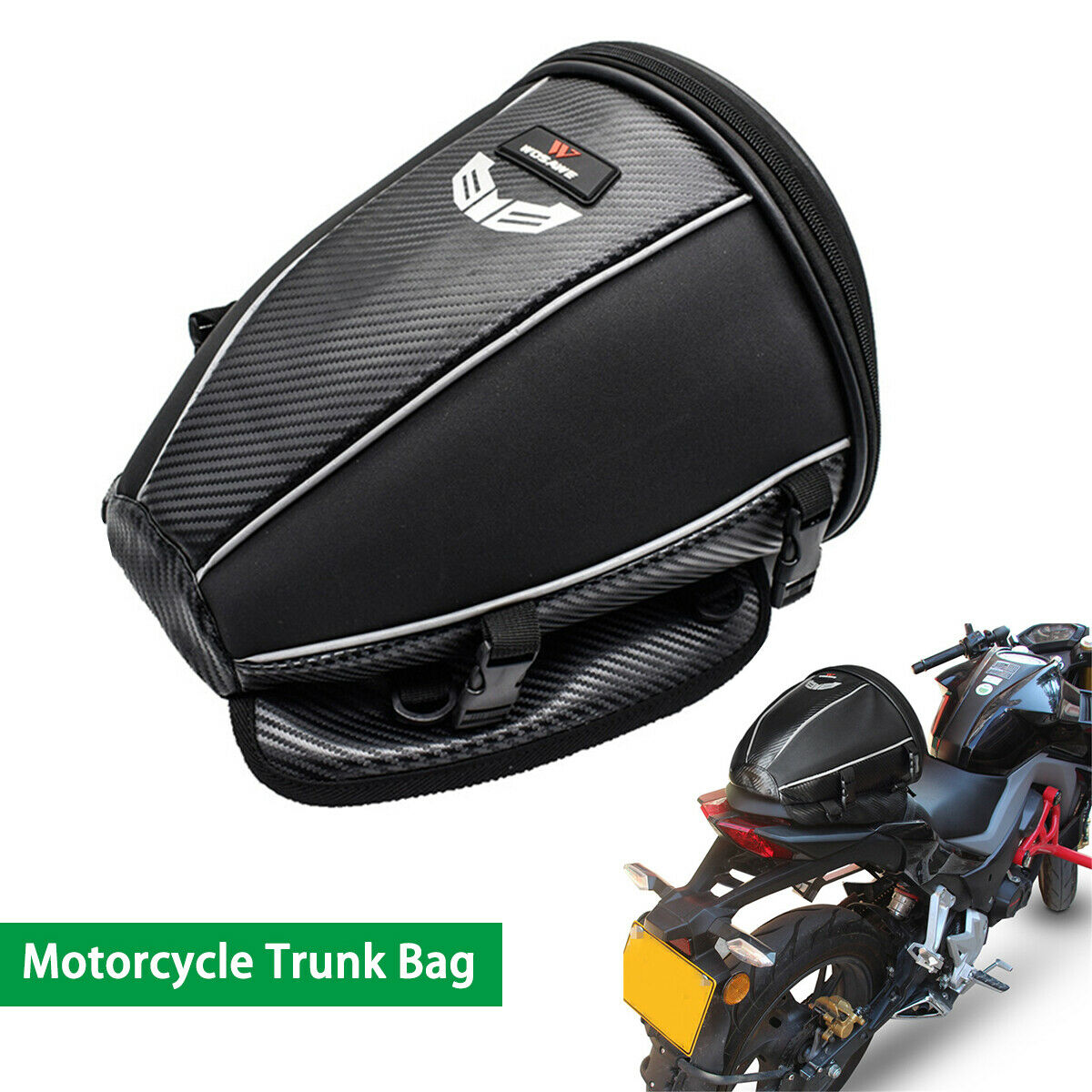 Waterproof PU Leather Motorcycle  Luggage Saddle Bag Shoulder Carbon Fiber Color