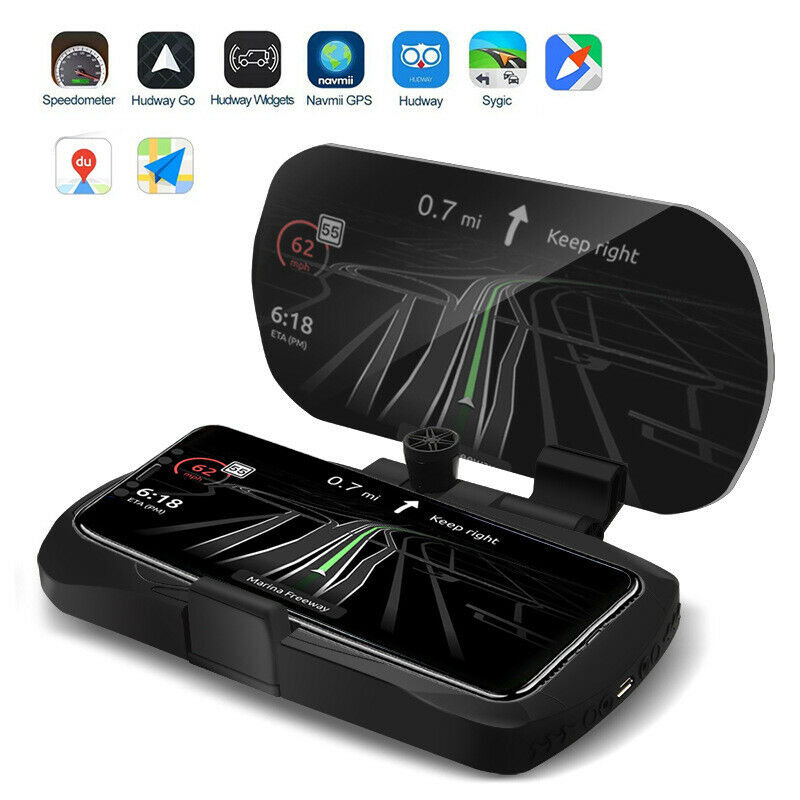 Car Qi Wireless Charger HUD Cell Phone Navigation Bracket Holder Head-up Display
