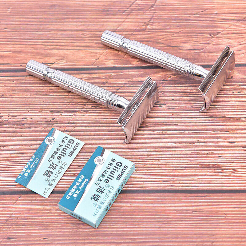 Double-Sided Stainless Steel Razor Blade Razor For Men 1 Blade Holder+10 .l8