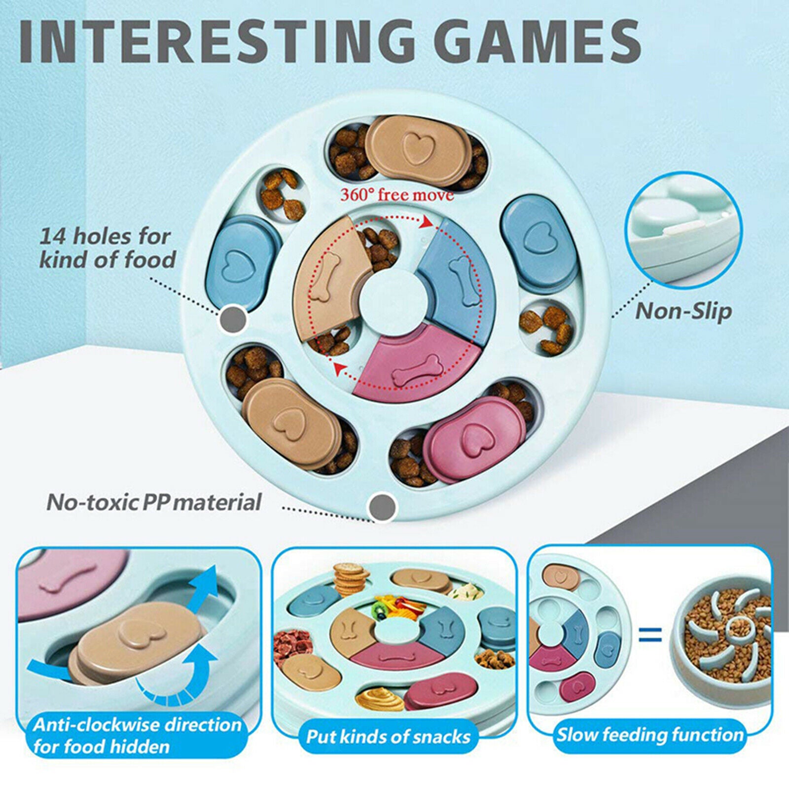 Dog Food Puzzle Dispensing Dogs Cat Feeder Games Feeder Interactive Pet