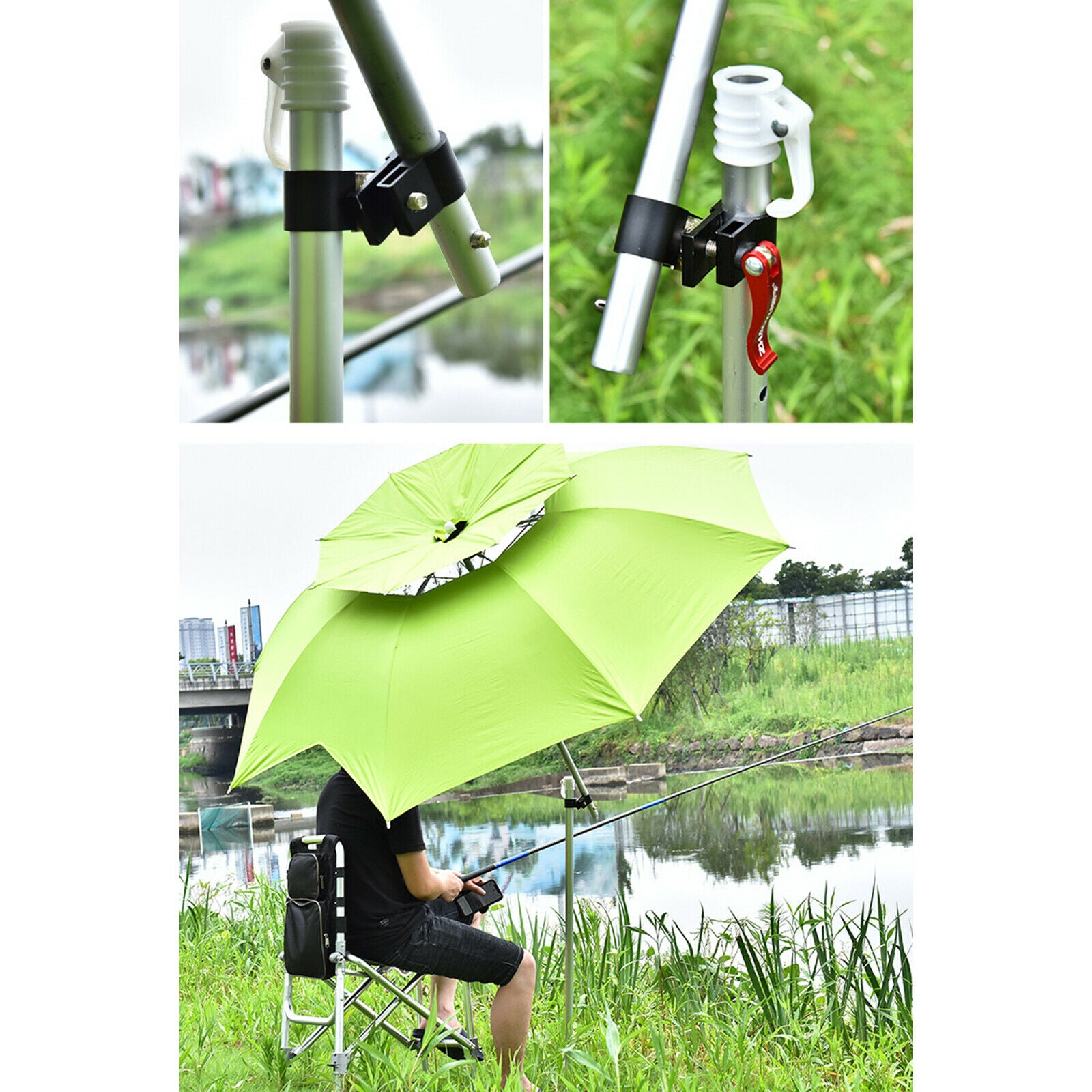 3X Heavy Umbrella Holder Fixed Clip Brackets Outdoors Universal Clamp Black