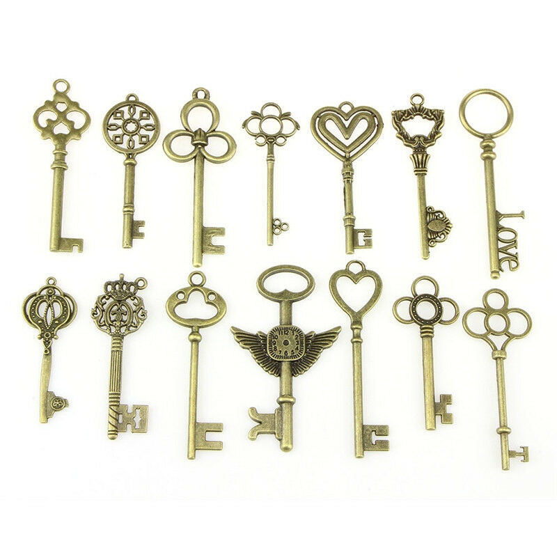 100X Look Skeleton Key DIY Necklace Key Chain Metal Jewelry Making Penda CRABDD
