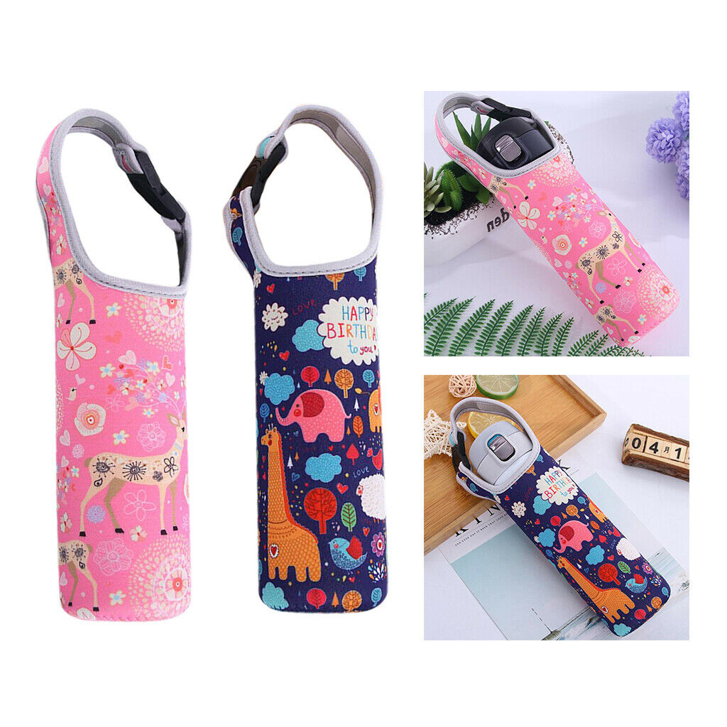 Set of 2, Students Multicolor Vacuum Bottle Insulated Tumbler Cups Holder
