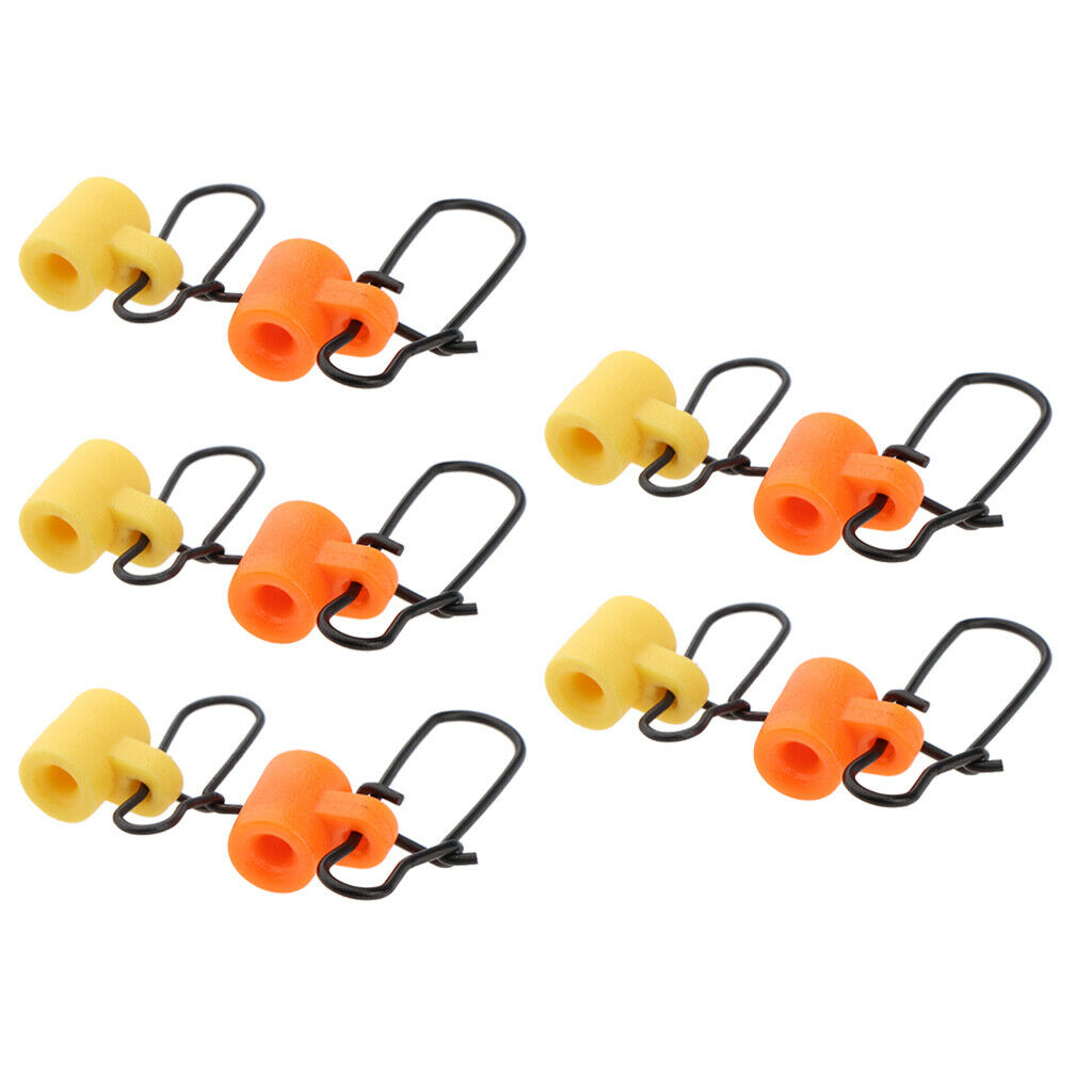 10pcs Fishing Line Sinker Slide Hooked Steel Connector Pin with Safety Snaps