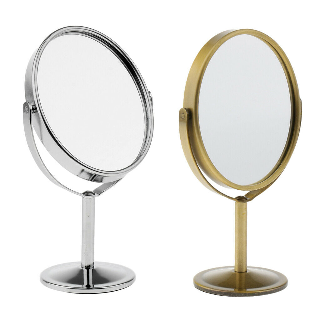 2 lot Double Sided Oval Normal Makeup Cosmetic Shaving Mirror w/ Metal Frame
