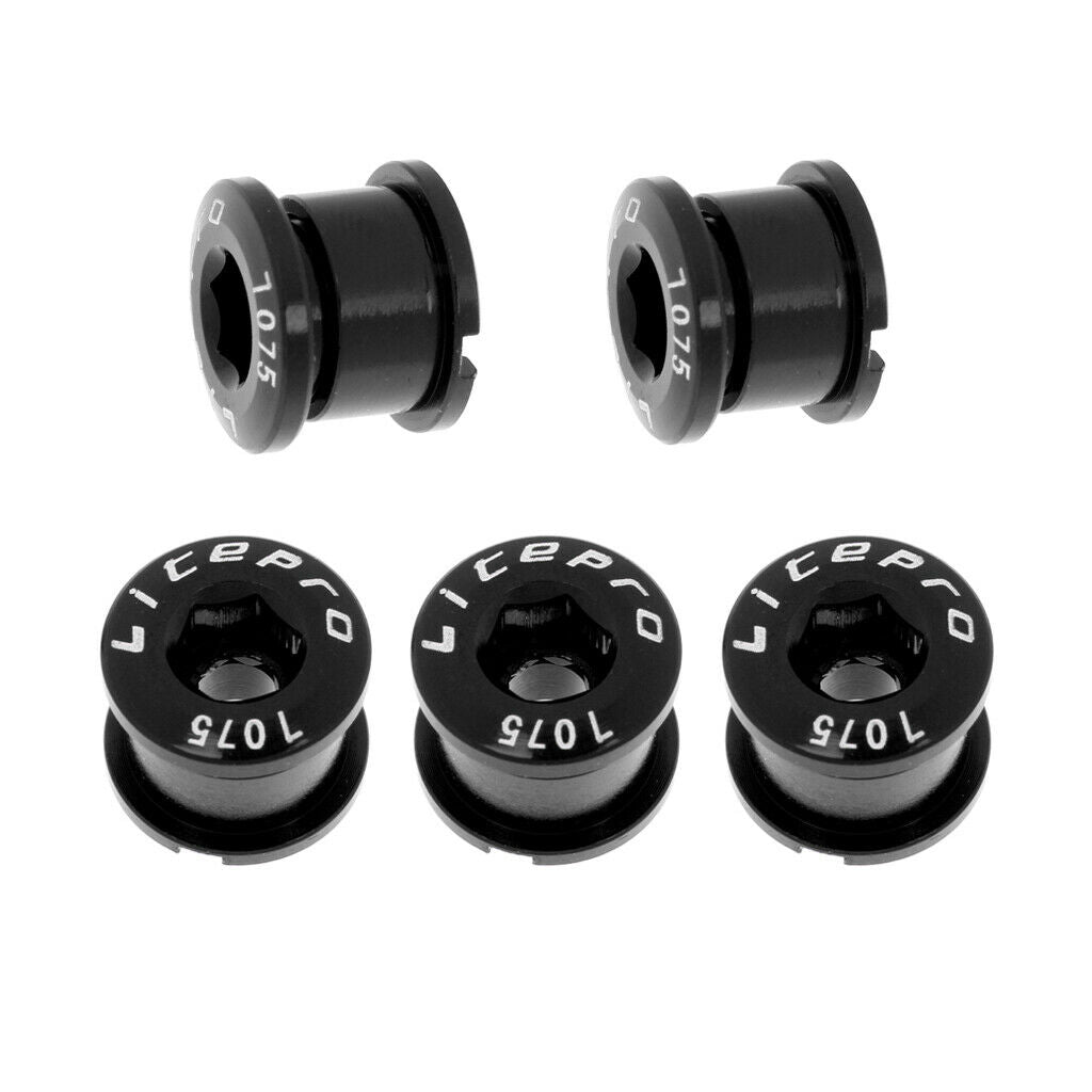 5Pcs Bike Crank Arm  Chain Ring Single Crankset Fixing Screw Nuts Black