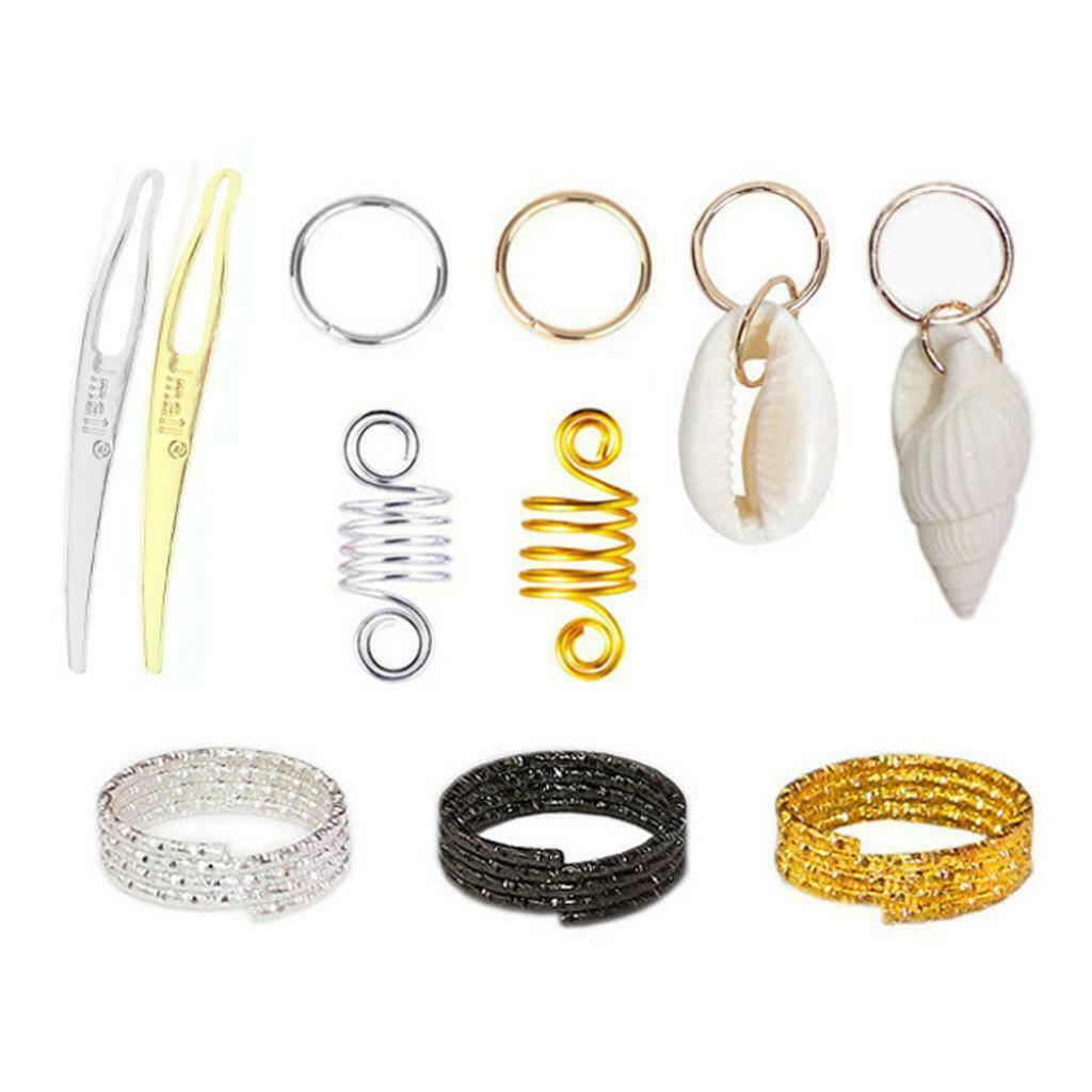 77pcs Assorted Hair Braid Rings Set DIY Dreadlocks Hair Coil Beads Clips Cuffs