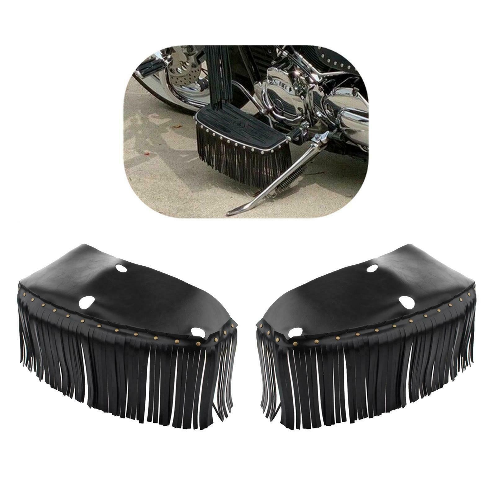 Motorcycle Front Driver Floorboard Cover with Tassel Rear Floor Board Fringe