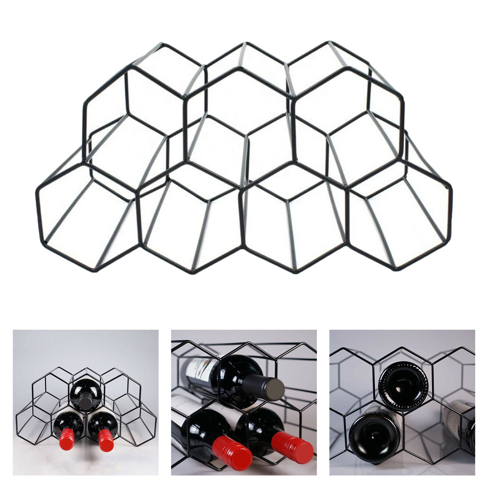3 Tier Hexagonal Metal Freestanding Floor Stands for Counter Mini Bars Home