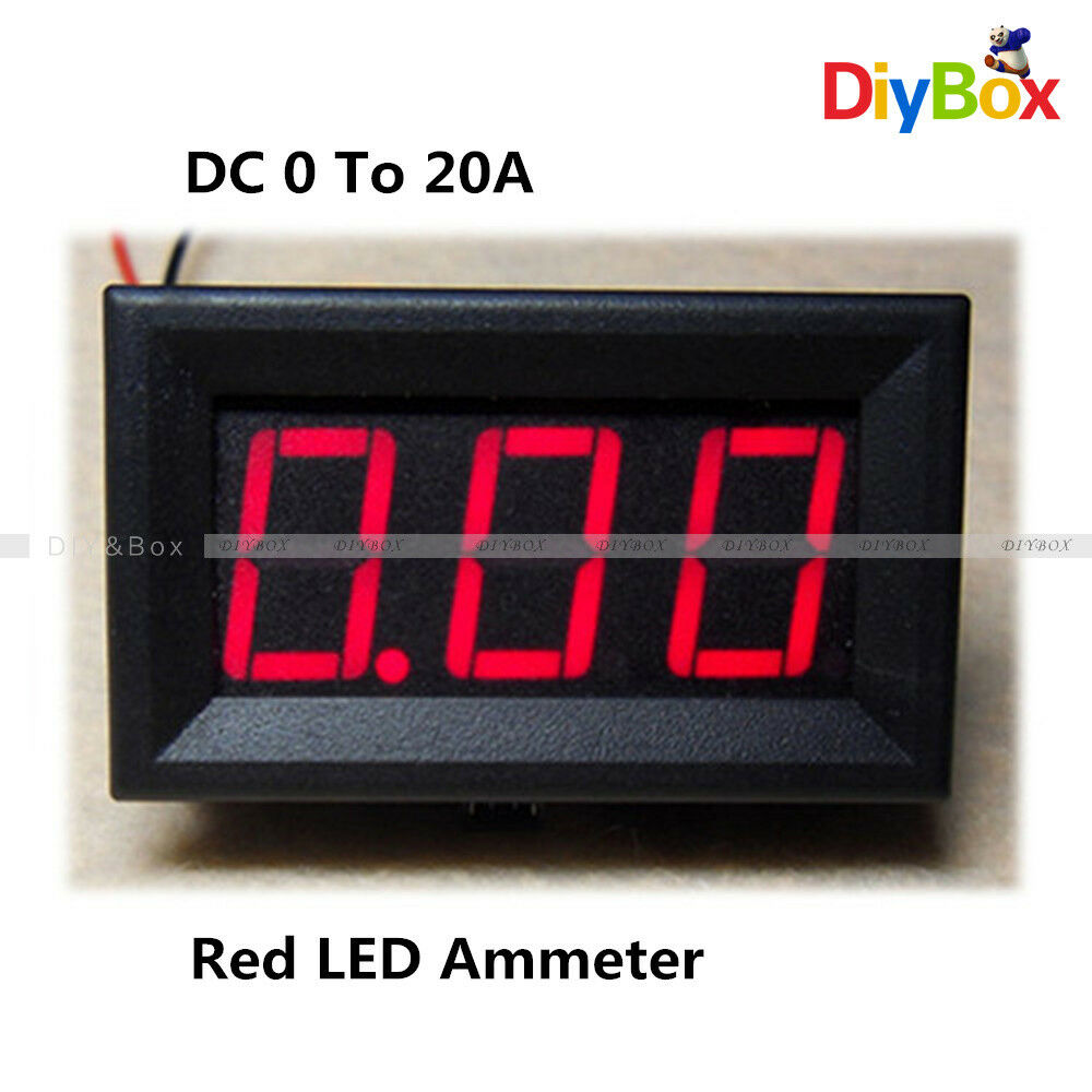 0-20A Digital Red LED Tube Panel Meter DC Mini Digital Ammeter