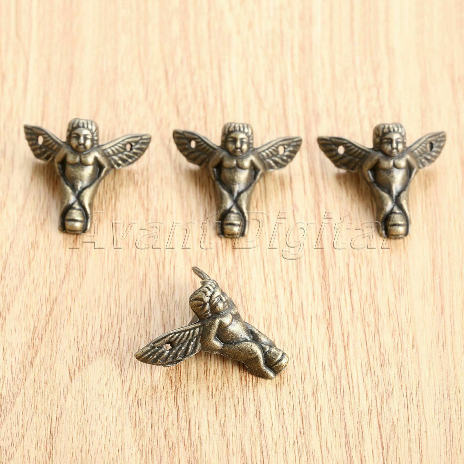 Retro Jewelry Gift Box Chest Table Feet Leg Corner Protectors Angel Style 4pcs
