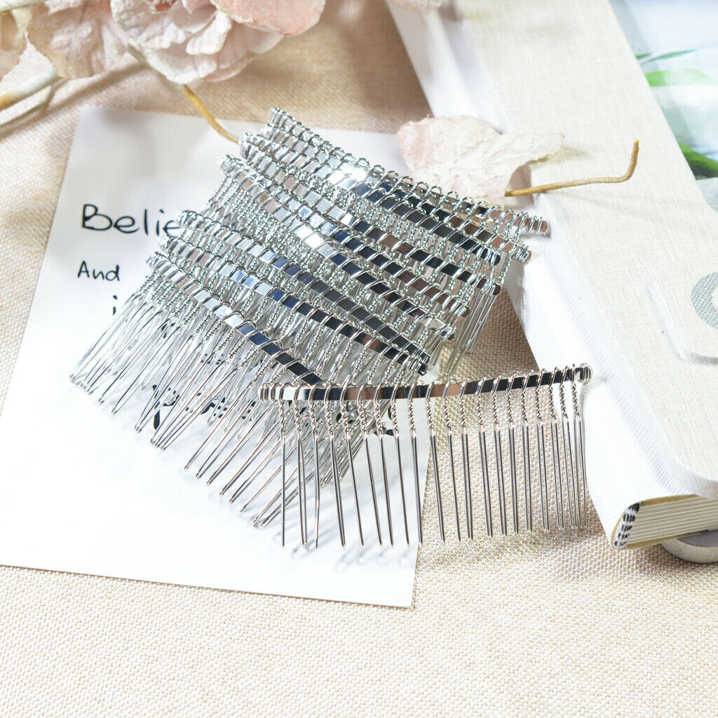 10x Metal Blank Hair Combs Hair Clips Pins for Bridal Veil DIY Hair Jewelry