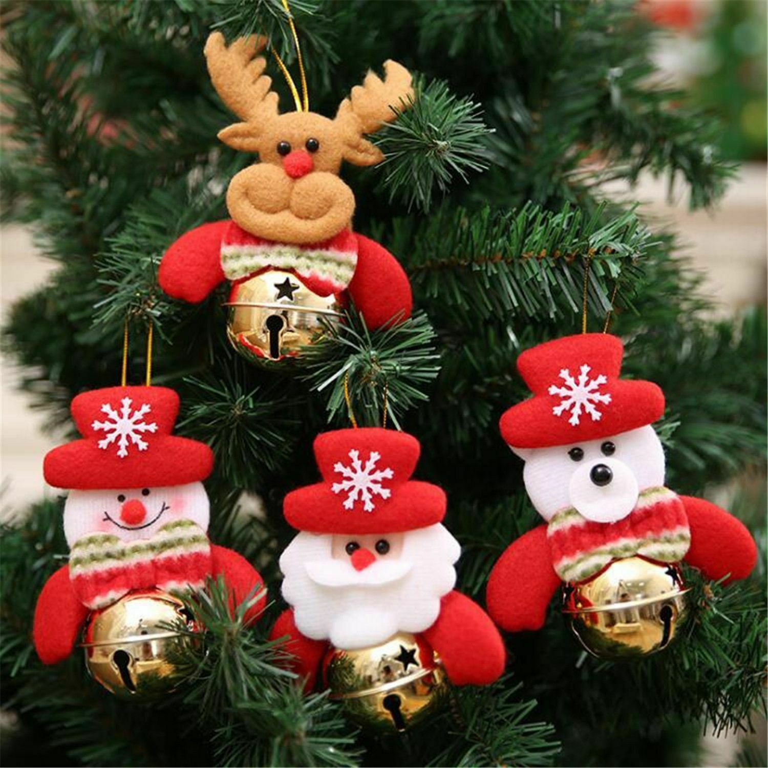 Bear Santa Claus Bells Elk Ornaments Snowman Pendant Christmas Tree Decoration