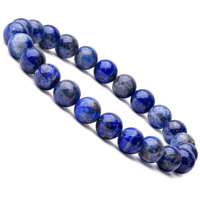 Natural 8mm Lapis Lazuli Beads Bracelets Unisex Elastic Bangle Jewelry Gif.l8