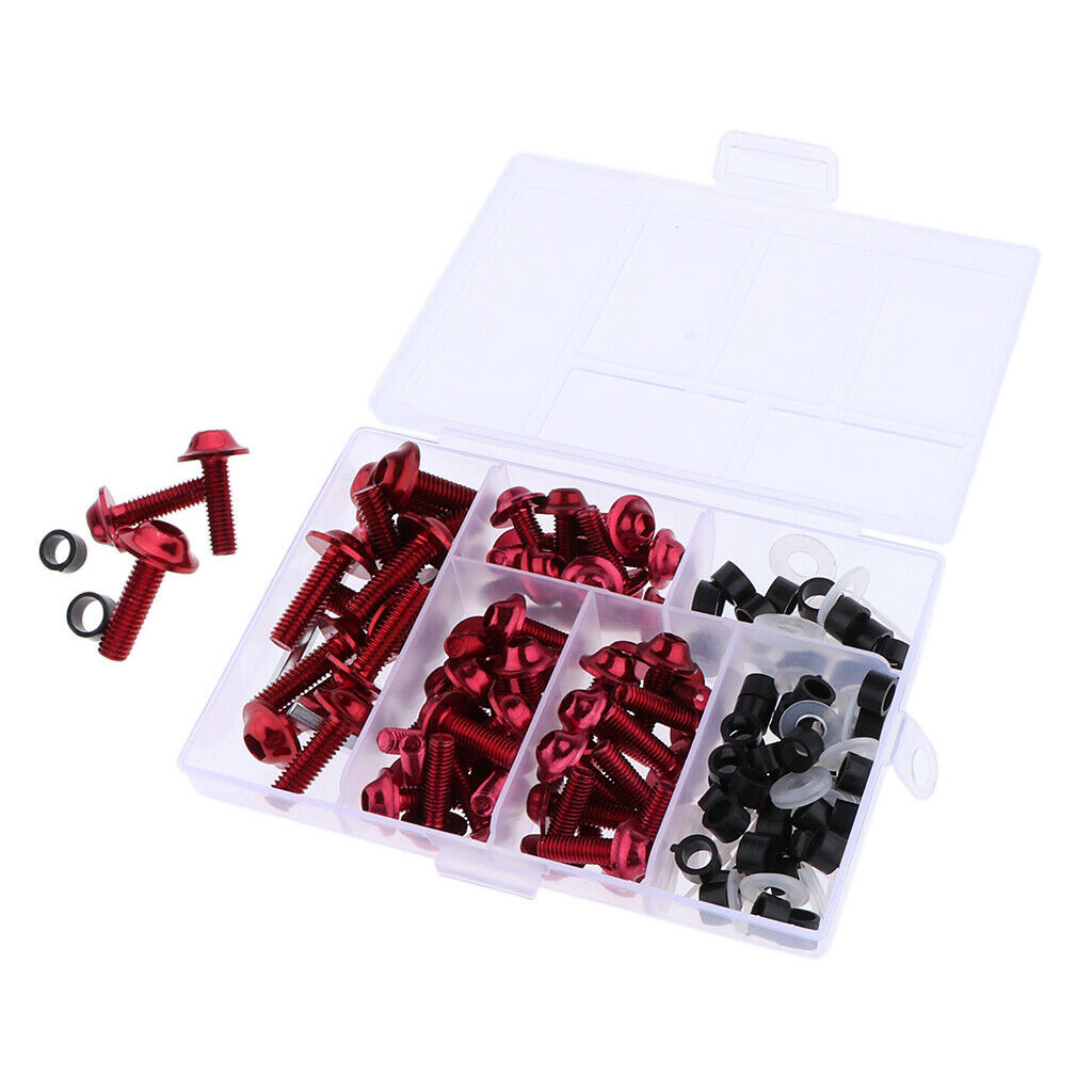 158Pcs Motorcycle Complete Fairing Bolt Kit Fastener Clips Screws Red New