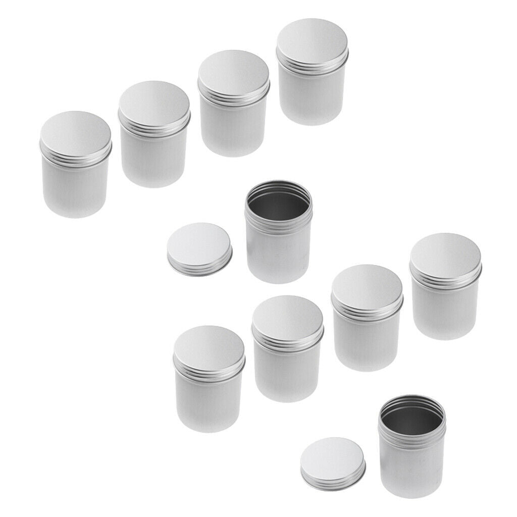 10 Pcs/Set Empty Aluminum Tins 80ml Cosmetic Jar Pots Lip Balm Containers