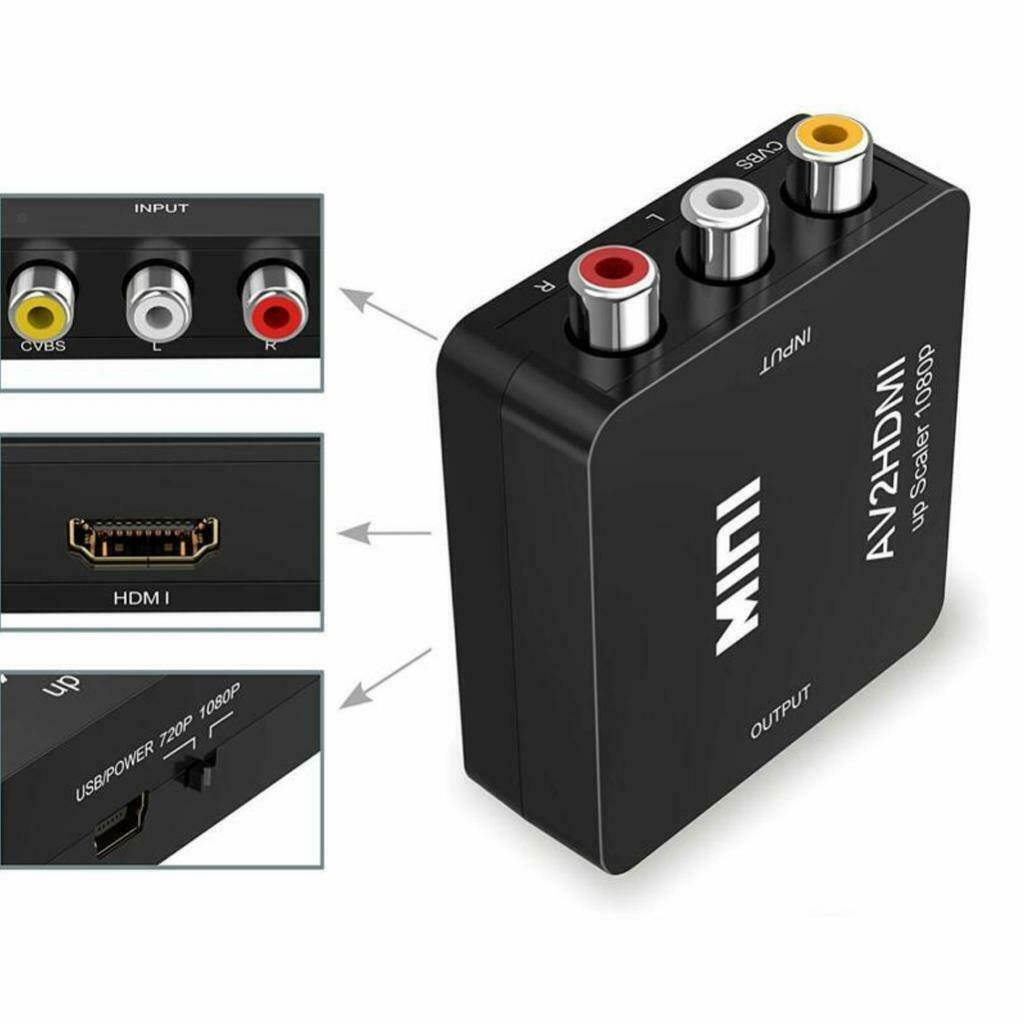 2X  RCA AV to HDMI Converter Composite CVBS Video Adapter 720p 1080p Wii  SNES