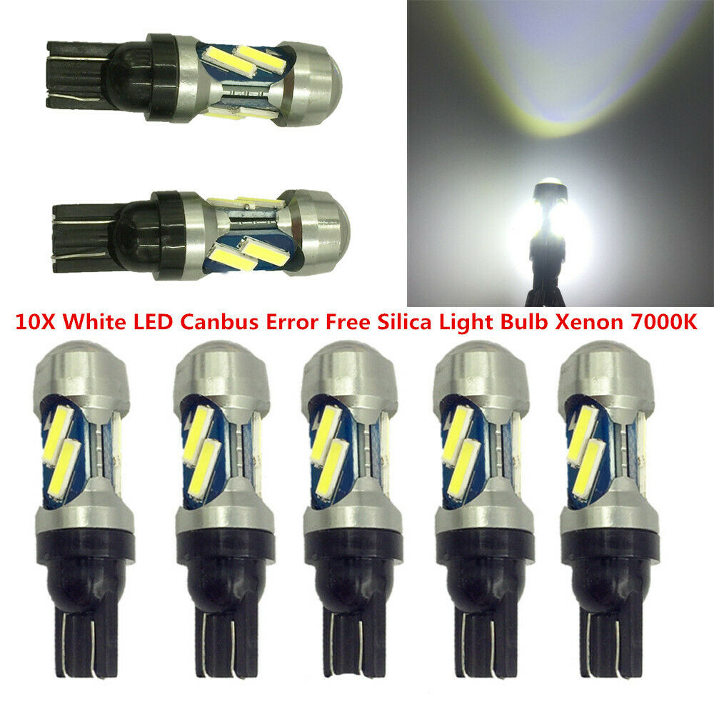 10PCS White LED Canbus Error Free Silica Light Bulb Xenon 7020 Double Core 7000K