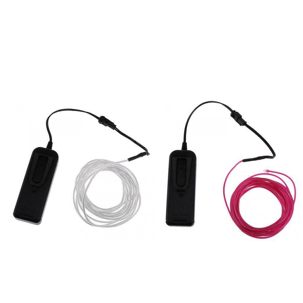 2x LED Flash Flexible Neon Light Glow EL Strip Tube Wire Rope Bar Decor 3 M