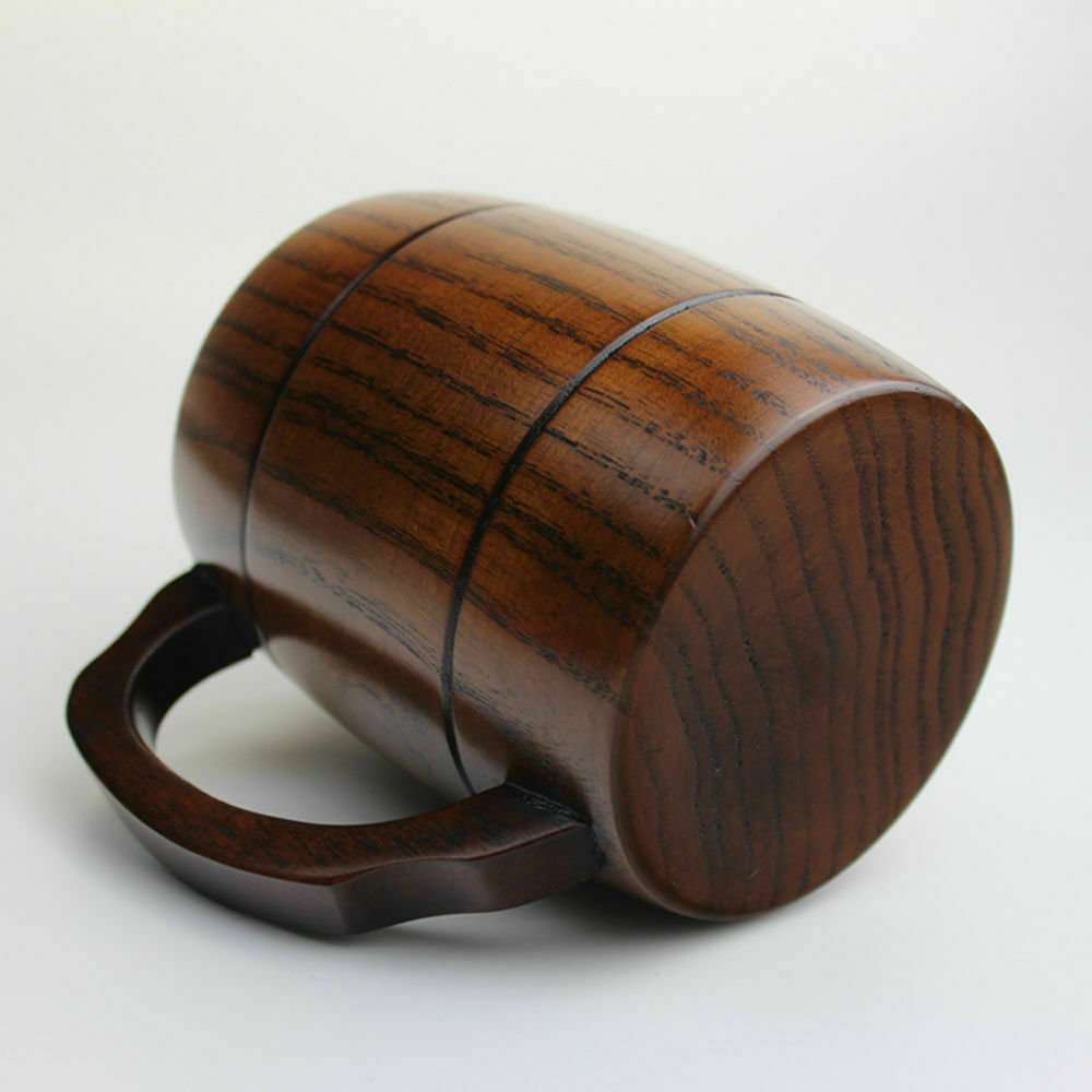 Wooden Handmade Drinks Coffee Milk Tea Cups W/ Handle Beer Cup Kitchen Gifts