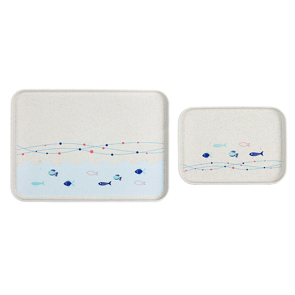 2x Eco-Friend Wheat Straw Plate Cutlery Serving Tray Snack Storage S+L