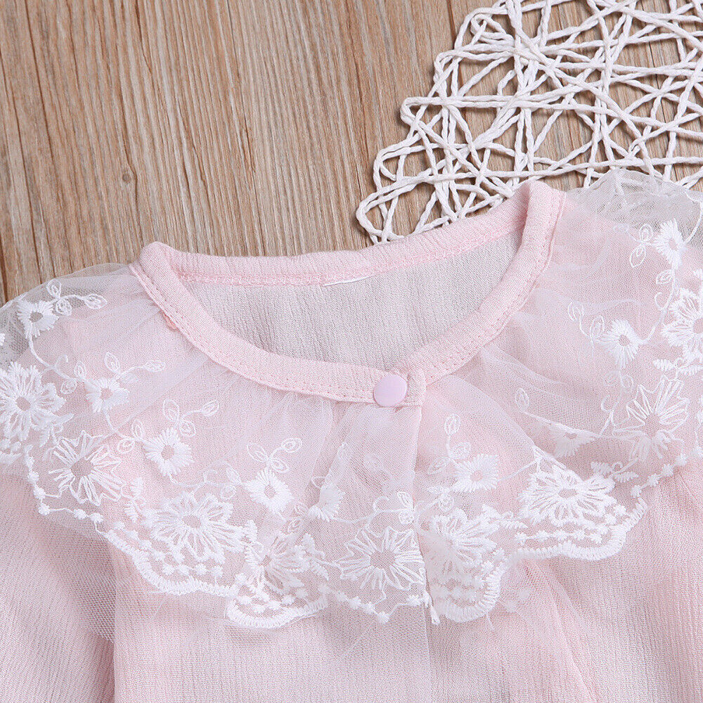 Baby Girl Clothes Lace Button Long Sleeve Romepr Summer OutfitsUS