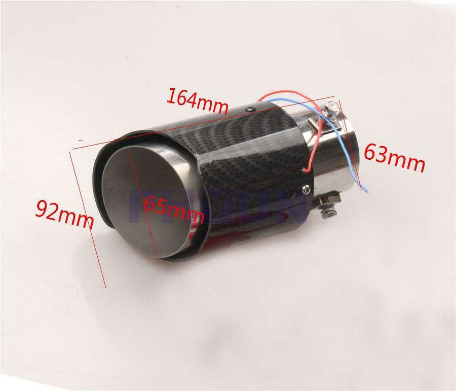 Carbon Fiber Look Car SUV Exhaust Muffler Pipe W/ RED LED Light 35-61mm Inlet