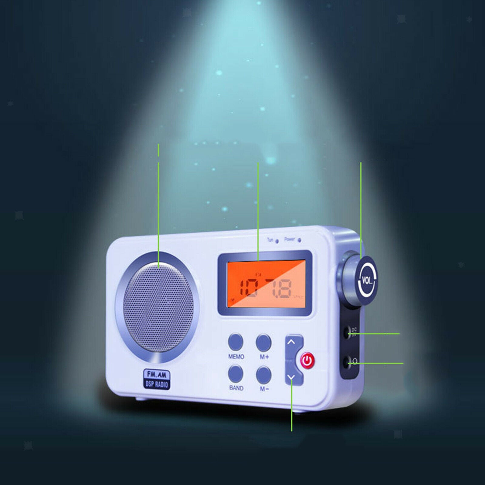 Portable Radio FM Big Speaker Earphone Plug Lightweight for Gift Home Travel