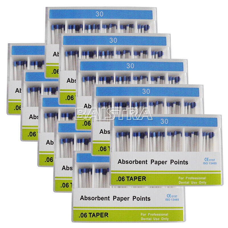 10XDental Root Canal Endodontics Absorbent Paper Points Taper 0.06 30# 100pc/Kit