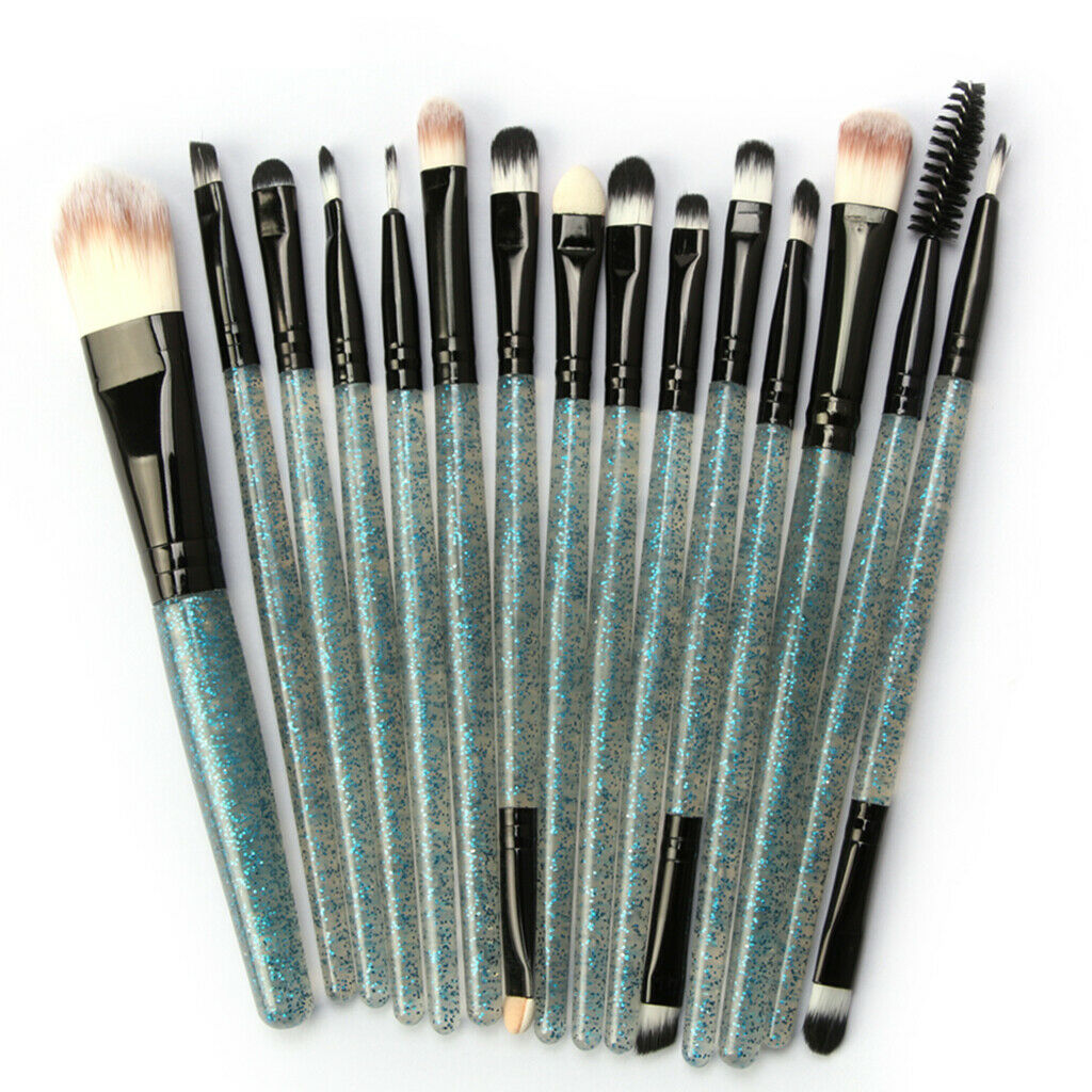 15PC Makeup Brushes Beauty Applicator for Foundation Blending Powder Black