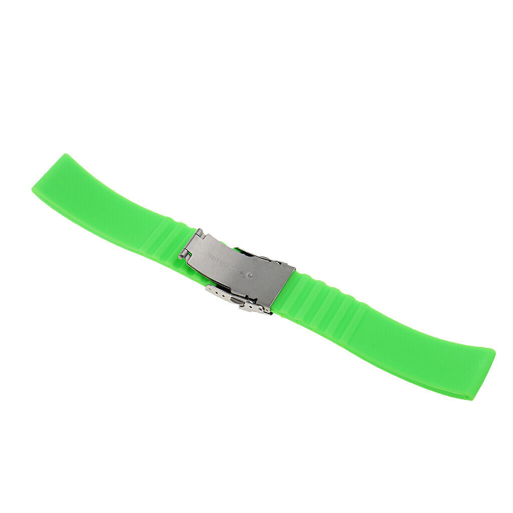 19.5cm Fashion Casual Green Waterproof Silicone Rubber Watch Strap Band