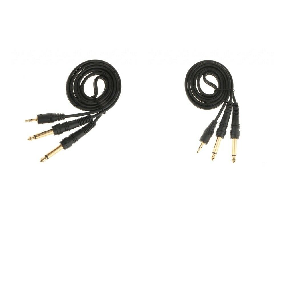 2Pcs 3.5mm Jack Plug To Dual 6.5mm Jack Adapter Male To Male Audio Cable 1m