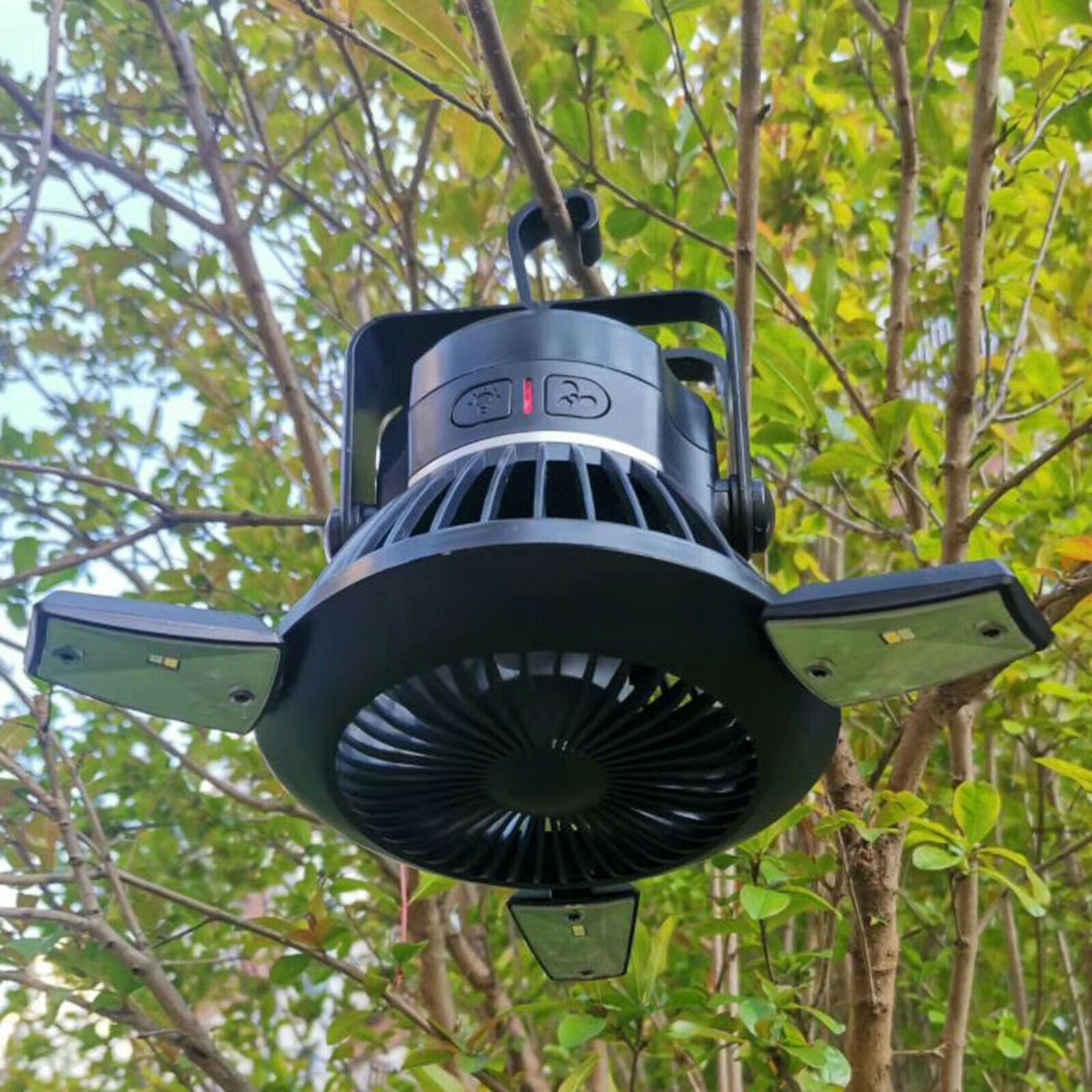 3 in 1 Solar Camping Fan Light Lamp Portable Lantern Emergency Survival Kit