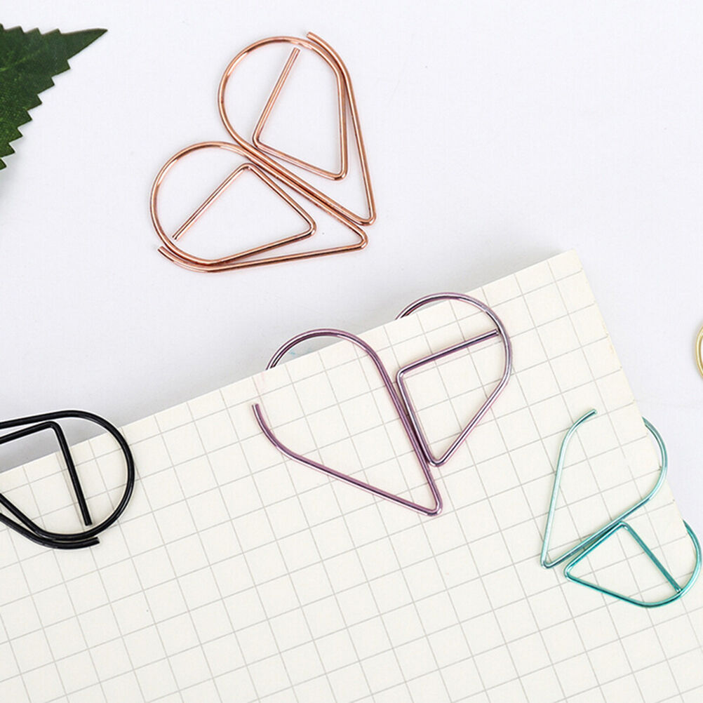 Office Decor Metal water drop shape Paper clip 10X/set Bookmark Clip golde.l8