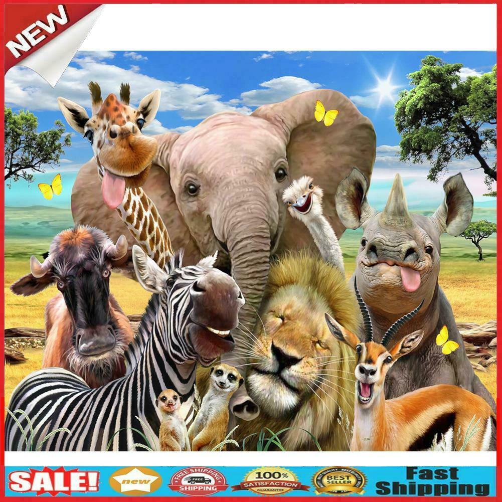 Painting By Numbers Kit DIY Happy Animals Canvas Oil Art Picture Home Decor @