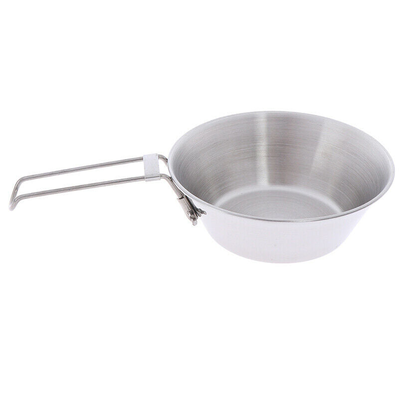 Portable Camping Picnic Cookware Stainless Steel Cooking Hiking Bowl Pot Pay Qx