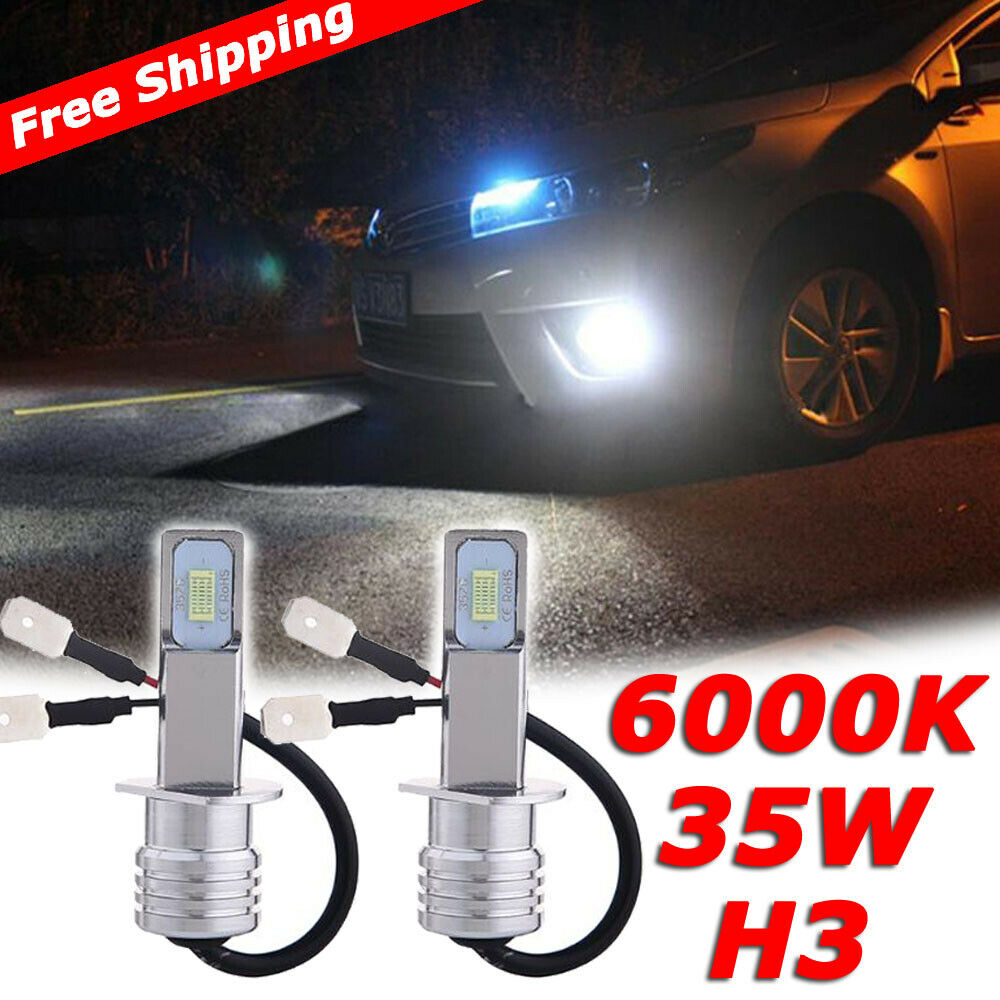 H3 12v white 35w LED Fog Driving Light Bulbs conversion kit Canbus 6000K bright