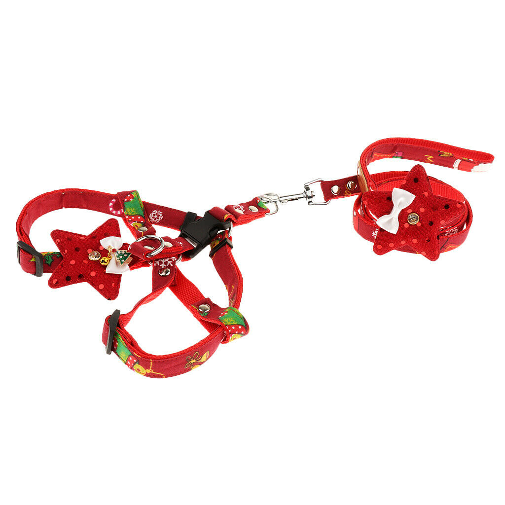 Christmas Dog Traction Pet Triangle Chest Strap Set Outdoor Walking Red
