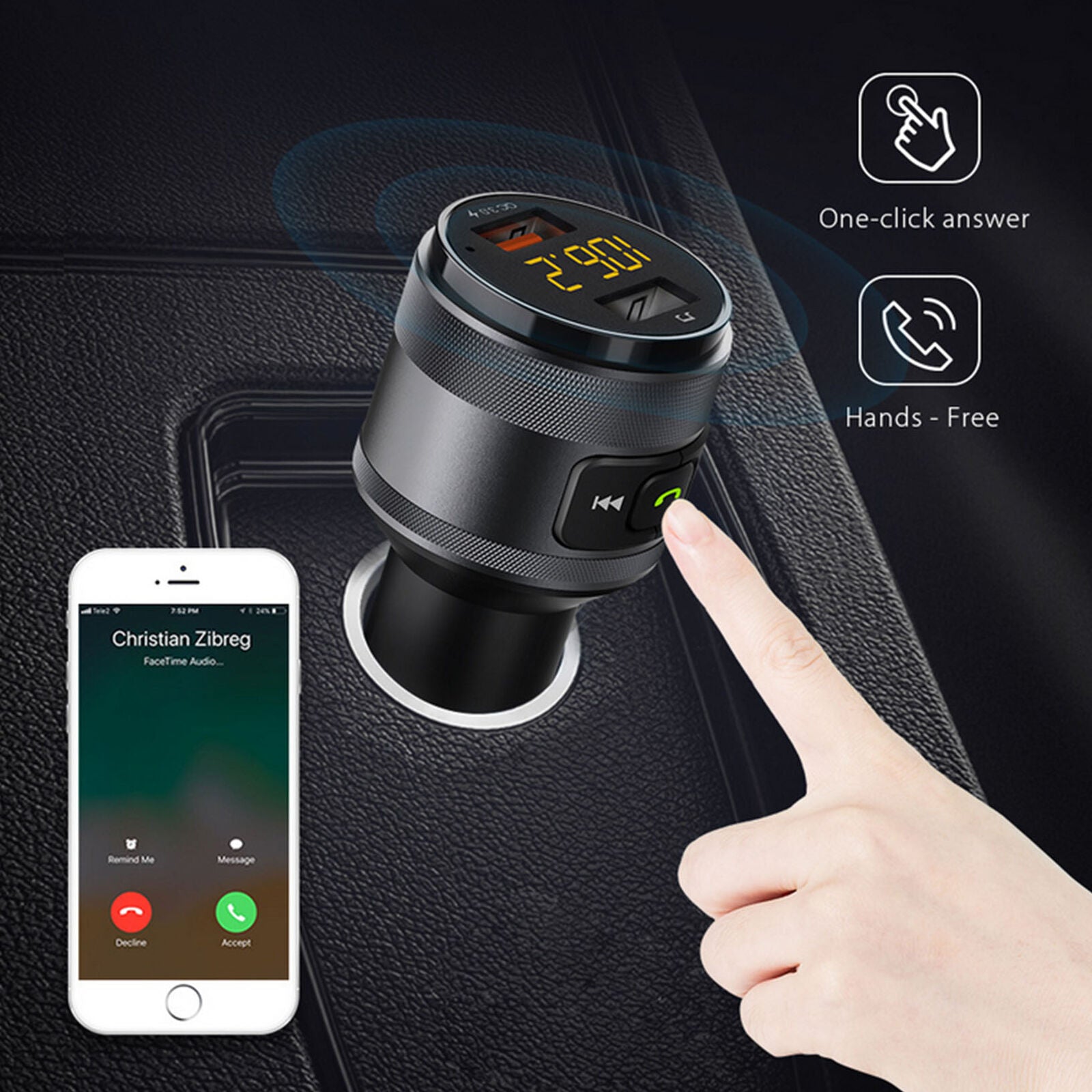 ã€2019 NEWã€‘QC3.0 Wireless Bluetooth Car Kit FM Transmitter Radio MP3 USB Charger