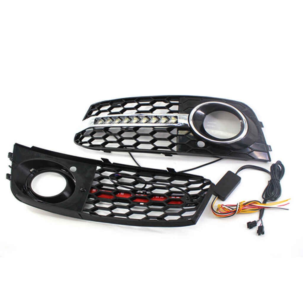 Car Front Bumper Fog Light Lamp Grill Grille Cover for Audi A4 B8 09-11