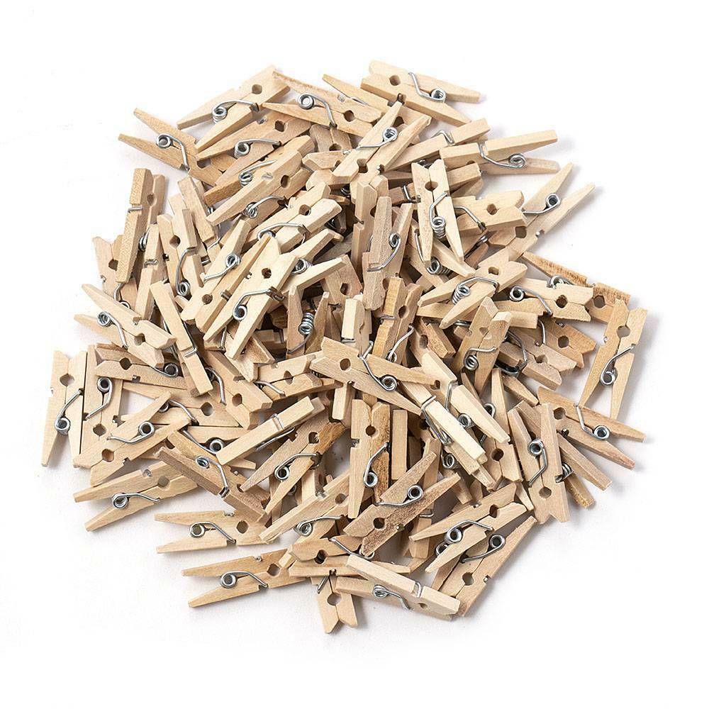 100* Durable Wood Clothespins Photo Album Wood Clip Wooden Laundry Clothes Pins_
