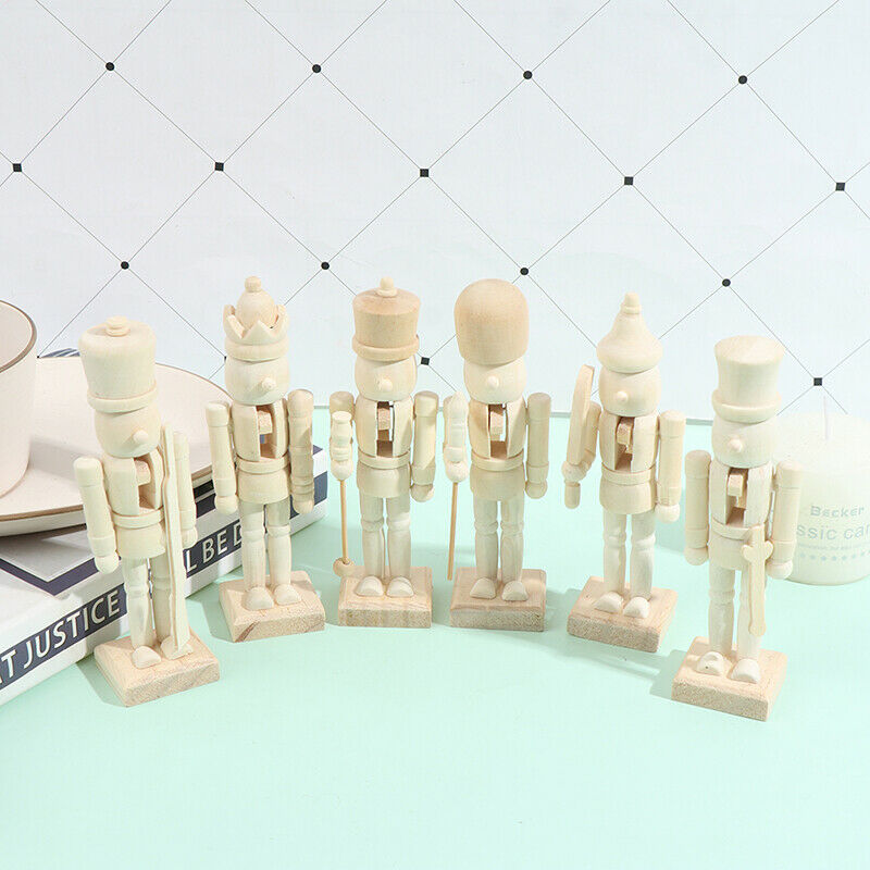 New 12cm Nutcracker Puppet White Embryo Walnut Soldier Shaped Ornamen.l8
