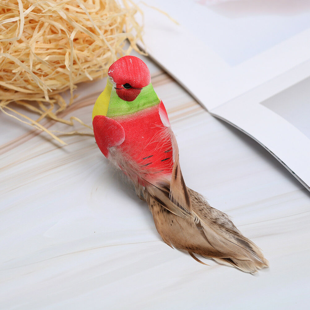 Artificial feather birds nest decorative mini swallows home garden ornamen.l8